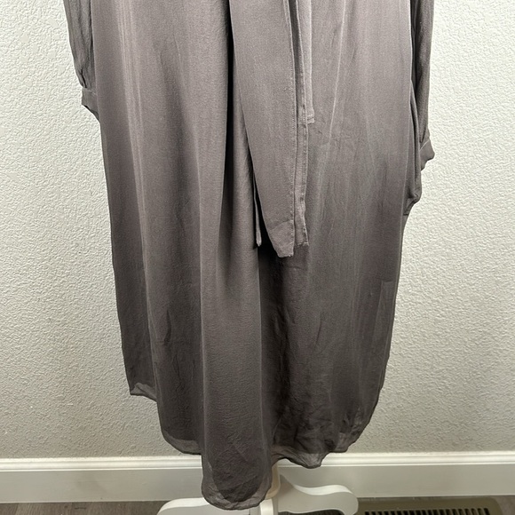 Crispin and Basilio 100% Silk Brown Long Sleeve Lagenlook Midi Dress Size Medium - Picture 3 of 10